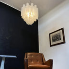 White Murano Glass Tube Chandelier