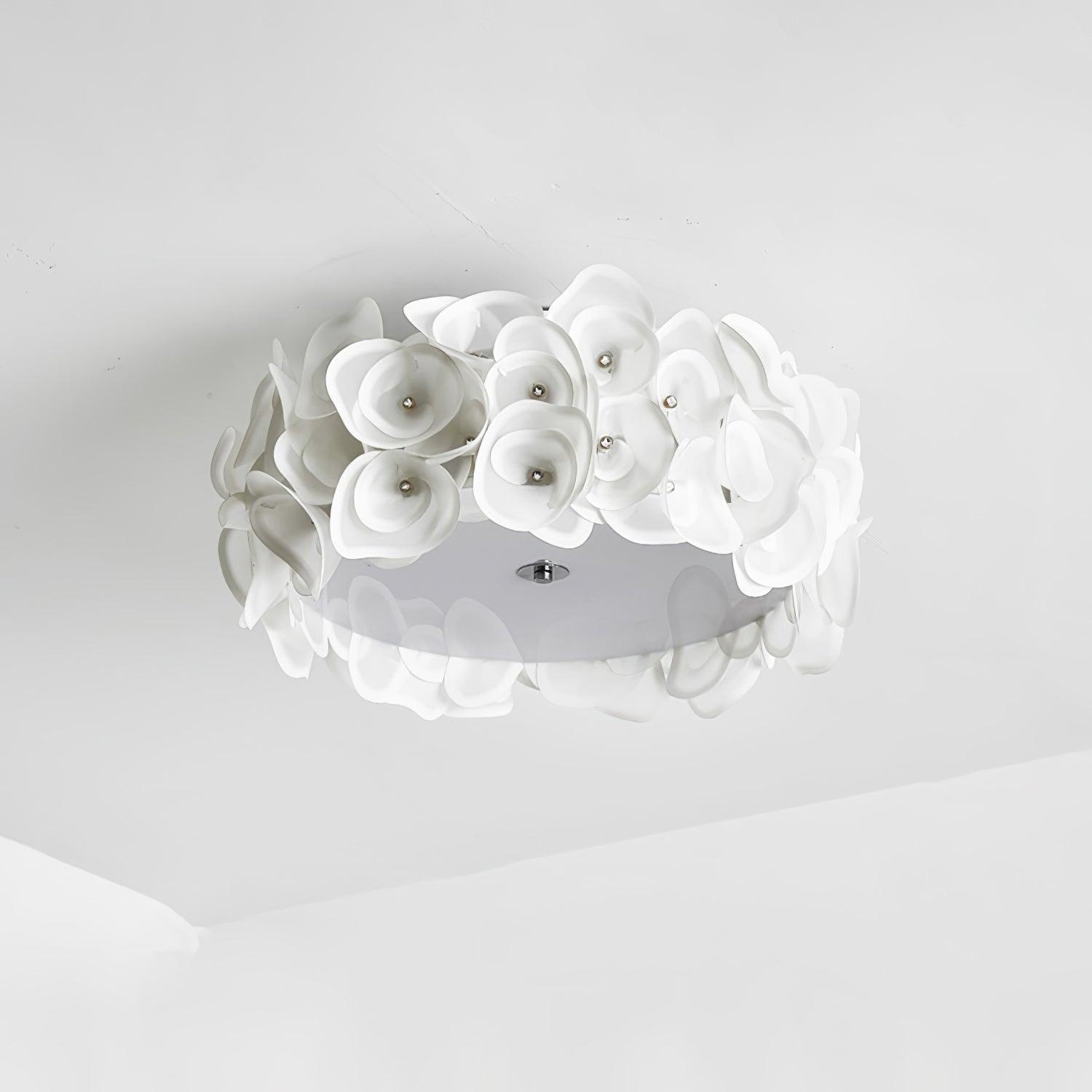 White Hydrangea Ceiling Lamp