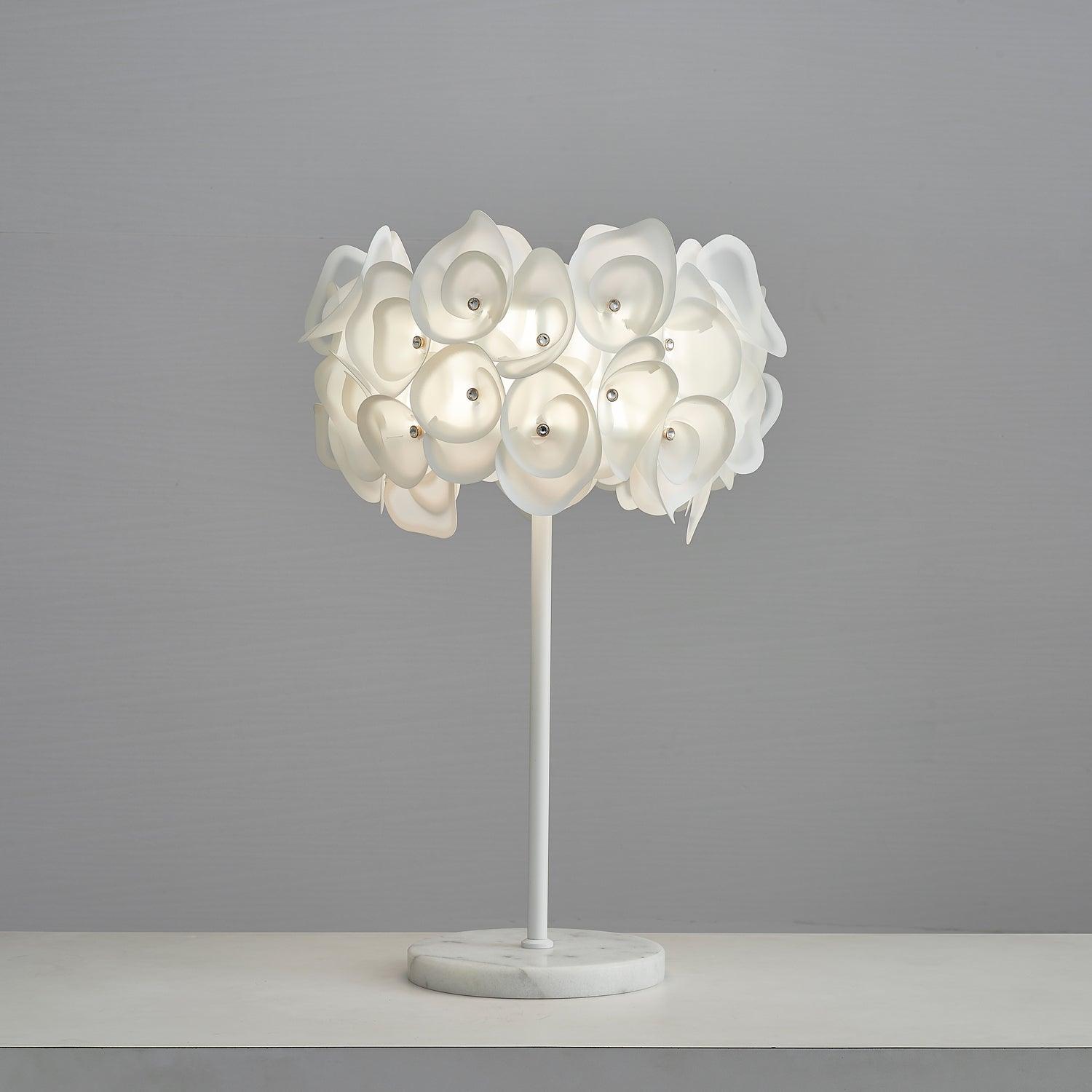 White Hydrangea Table Lamp