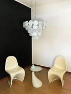 White Murano Disc Chandelier