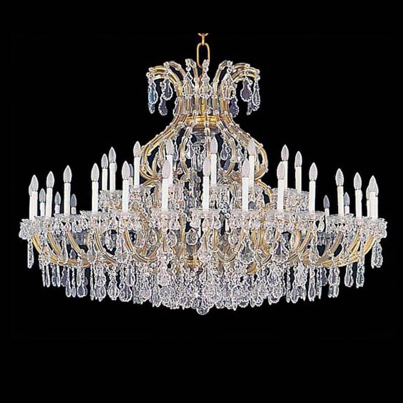 Wide Gold K9 Crystal Chandelier for High Ceilings