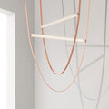 Designer U-Shaped LED Chandelier with Glass Tube, Leather Cable & Satin Stainless Steel Finish