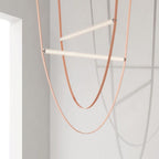Designer U-Shaped LED Chandelier with Glass Tube, Leather Cable & Satin Stainless Steel Finish