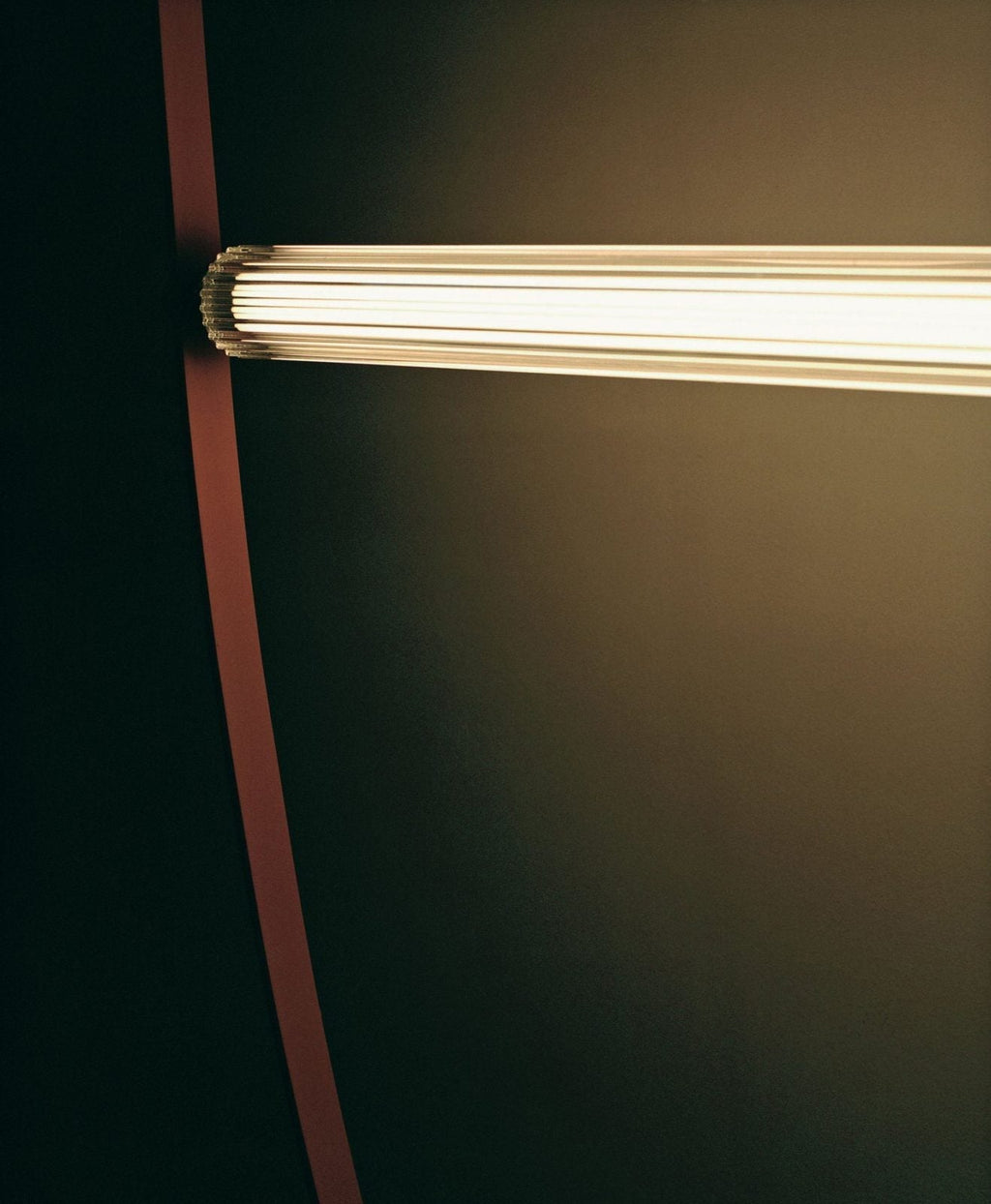 Designer U-Shaped LED Chandelier with Glass Tube, Leather Cable & Satin Stainless Steel Finish
