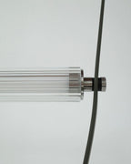 Designer U-Shaped LED Chandelier with Glass Tube, Leather Cable & Satin Stainless Steel Finish