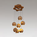 Wooden Orb Sphere Cluster Pendant Light