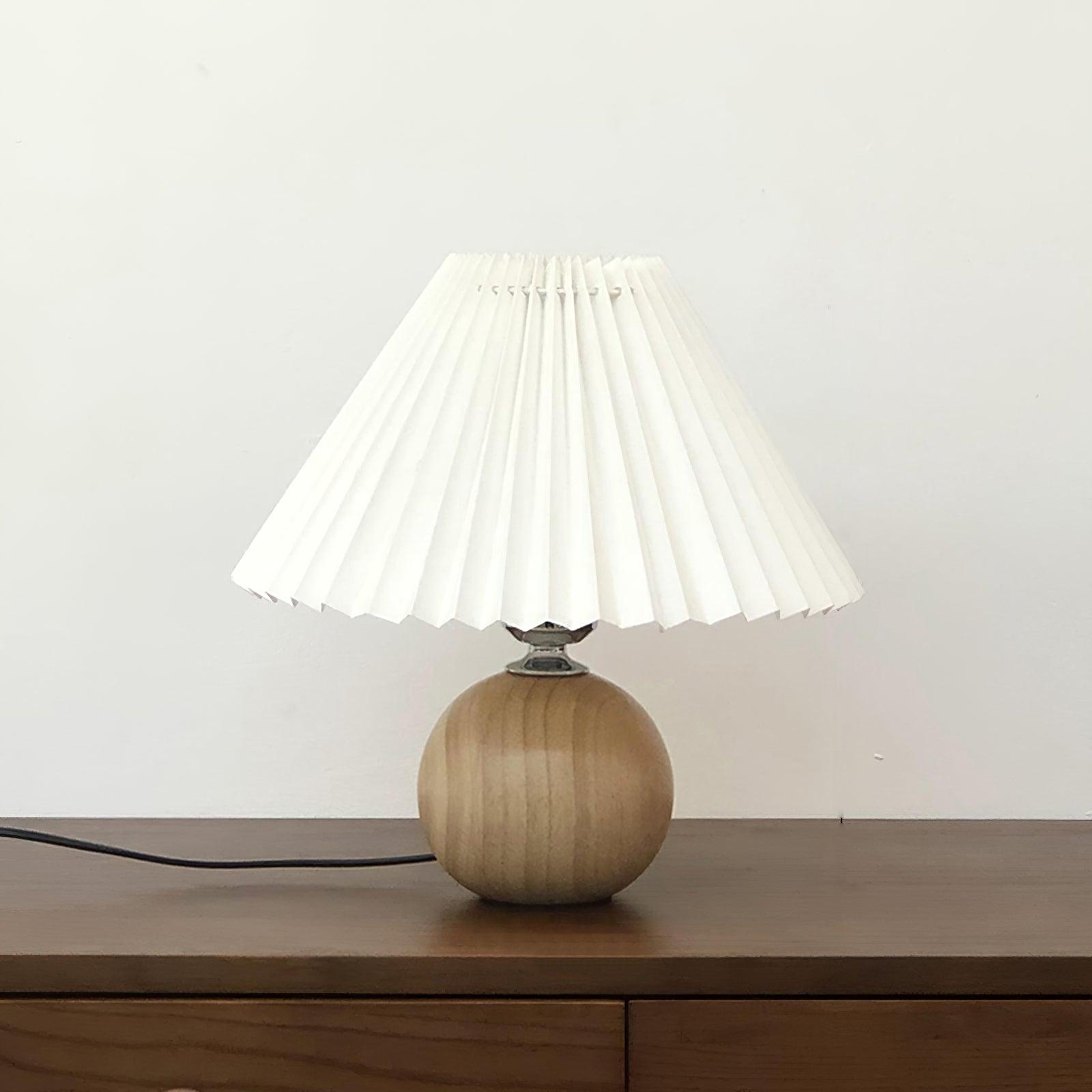 Wooden Pleated Table Lamp