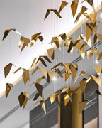 Golden Wings Floating Chandelier with Metallic Finish for Hall, Hotel, Restaurant