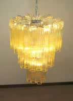 Yellow Murano Glass Tube Chandelier