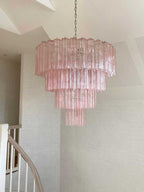 Hand-Blown Glass Tiered Round Chandelier with Metal Finish, 3-4-5-7 Tiers Modern Art Design
