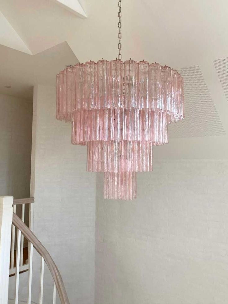 Hand-Blown Glass Tiered Round Chandelier with Metal Finish, 3-4-5-7 Tiers Modern Art Design