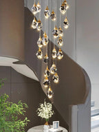 Eve Faceted Crystal Staircase Long Chandelier