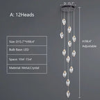 Modern Mango Shape Light Crystal Air Bubbles Pendant Chandelier for Stairs / living Room / high-Ceiling Room