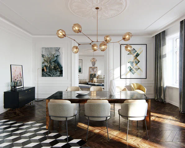 Modern Sputnik Smoky Gray / amber Glass Branch Chandelier for Kitchen Island / dining Room