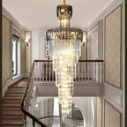 Luxury Extra Large Foyer Spiral Staircase Chandelier Long Crystal Ceiling Light for Living Room Hall Entrance