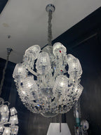 Luxury Globe-Shaped Crystal Chandelier with Fabric and Crystal Glass Shades, High-Quality Finish