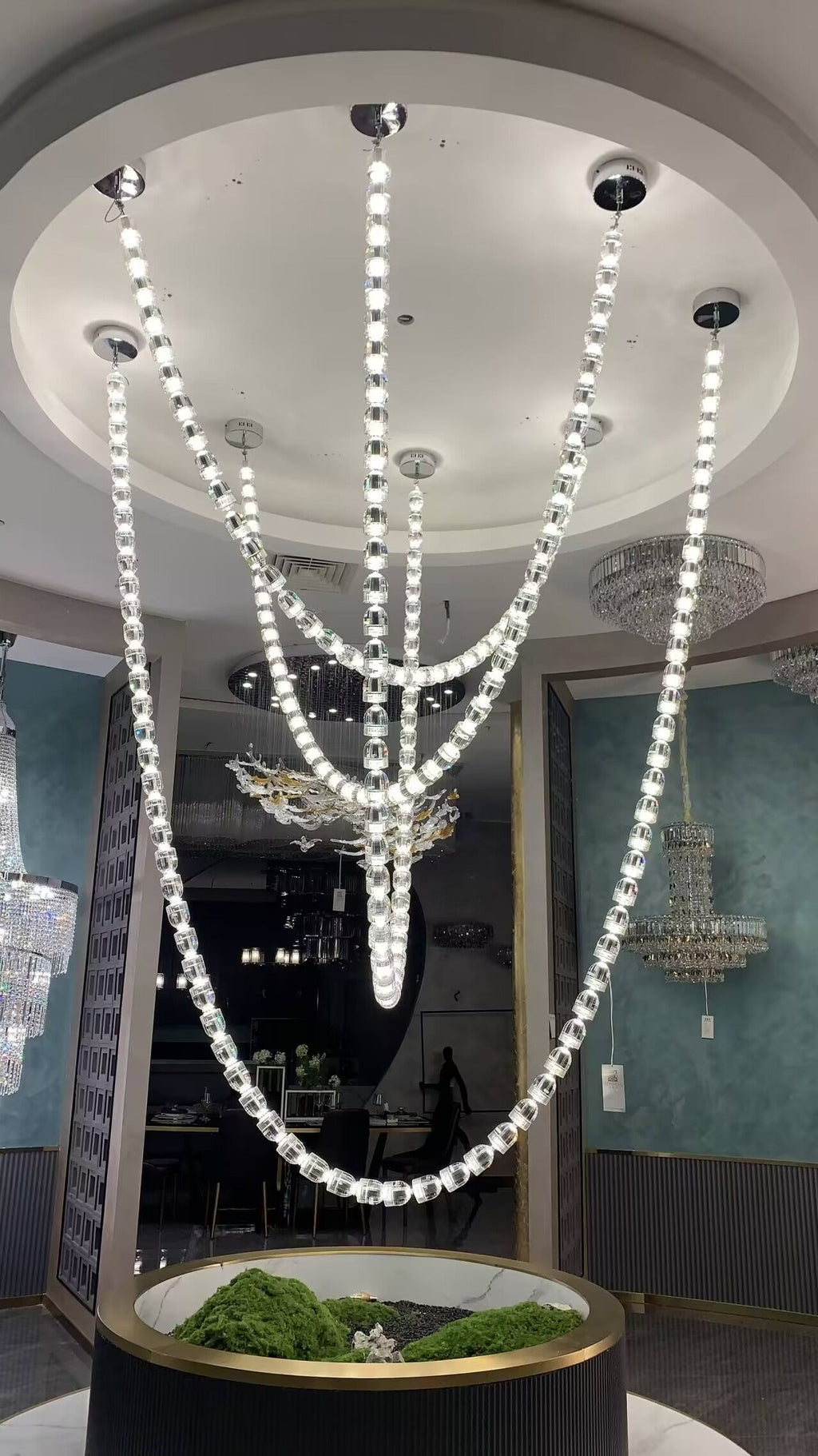 Modern Crystal Bullet Necklace Chain Chandelier for Living Room / staircase / foyer / hotel / restaurant