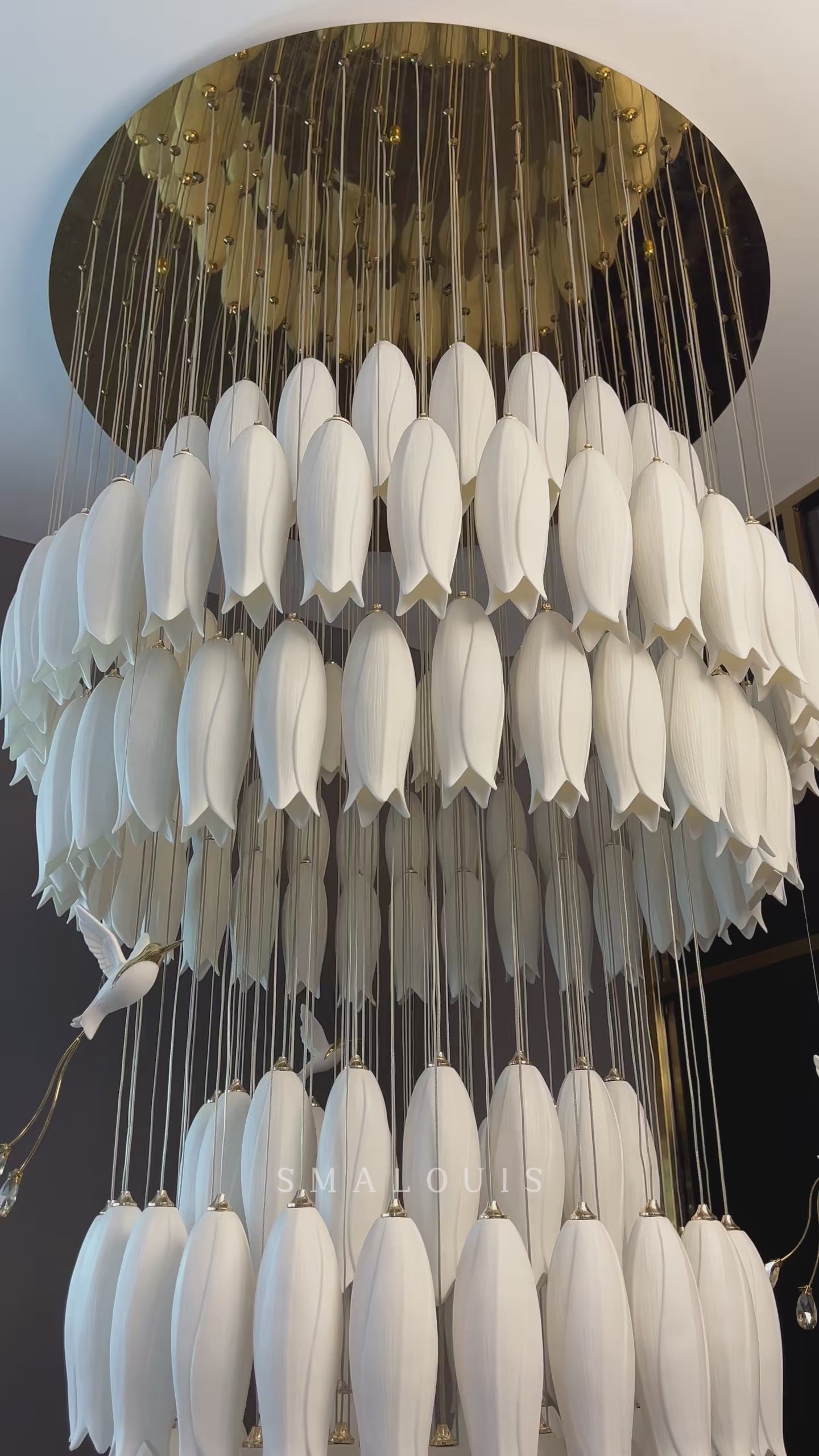 Ceramic Tulip Cascade Staircase Chandelier