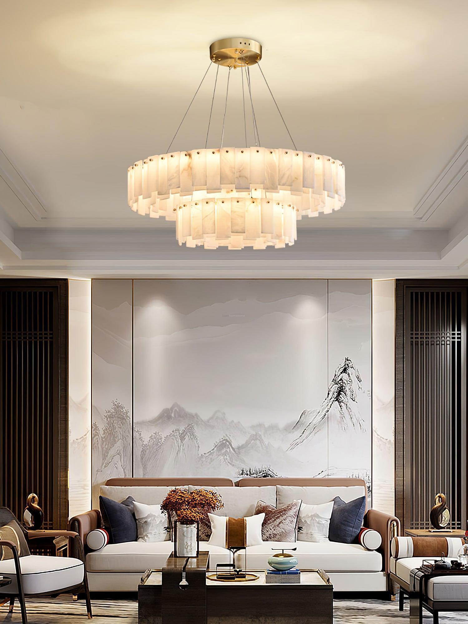 Halos Alabaster Round / square Chandelier