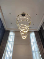 Light Luxury 5 / 6 / 7 Rings Crystal Chandelier for Staircase / foyer / villa