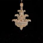 Palatial Golden-Tiered Waterfall-Inspired Crystal Chandelier for High-Ceiling