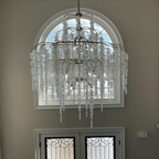 Light Luxury Silver Flower Branch Chandelier with Icicle Details