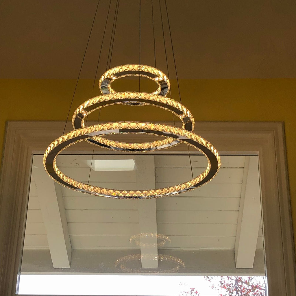 Light Luxury 5 / 6 / 7 Rings Crystal Chandelier for Staircase / foyer / villa
