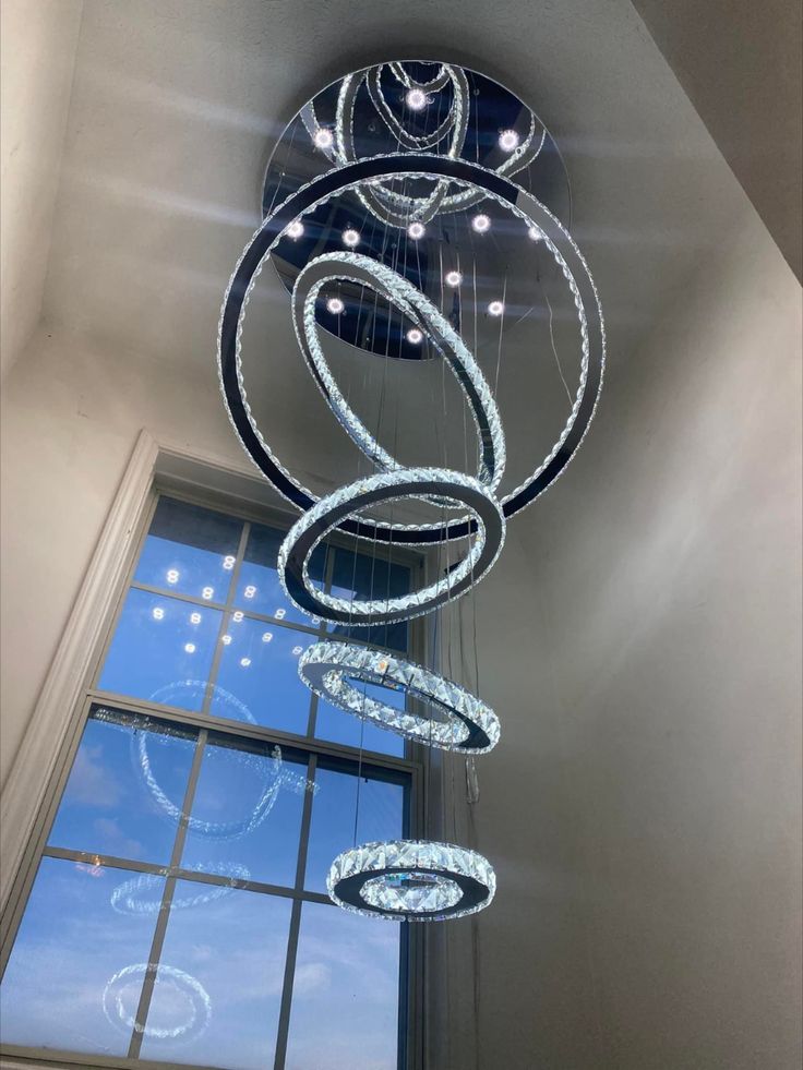 Light Luxury 5 / 6 / 7 Rings Crystal Chandelier for Staircase / foyer / villa