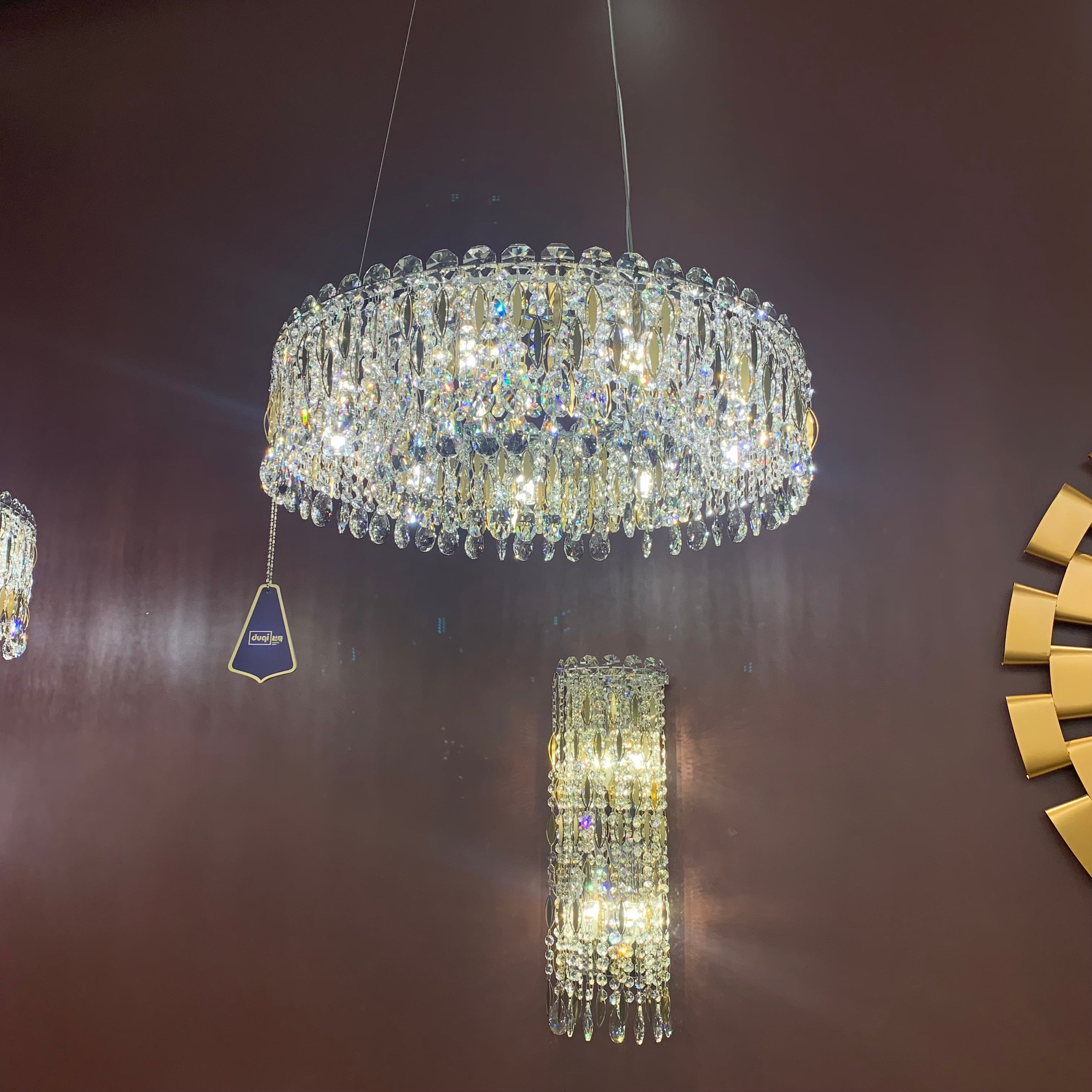Light Luxury Crystal Beads Drum Collection Flush Mounted / rectangle / round Chandelier