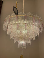 Light Luxury 5-Tier Round Pink / blue Crystal Chandelier for Living Room / bedrom
