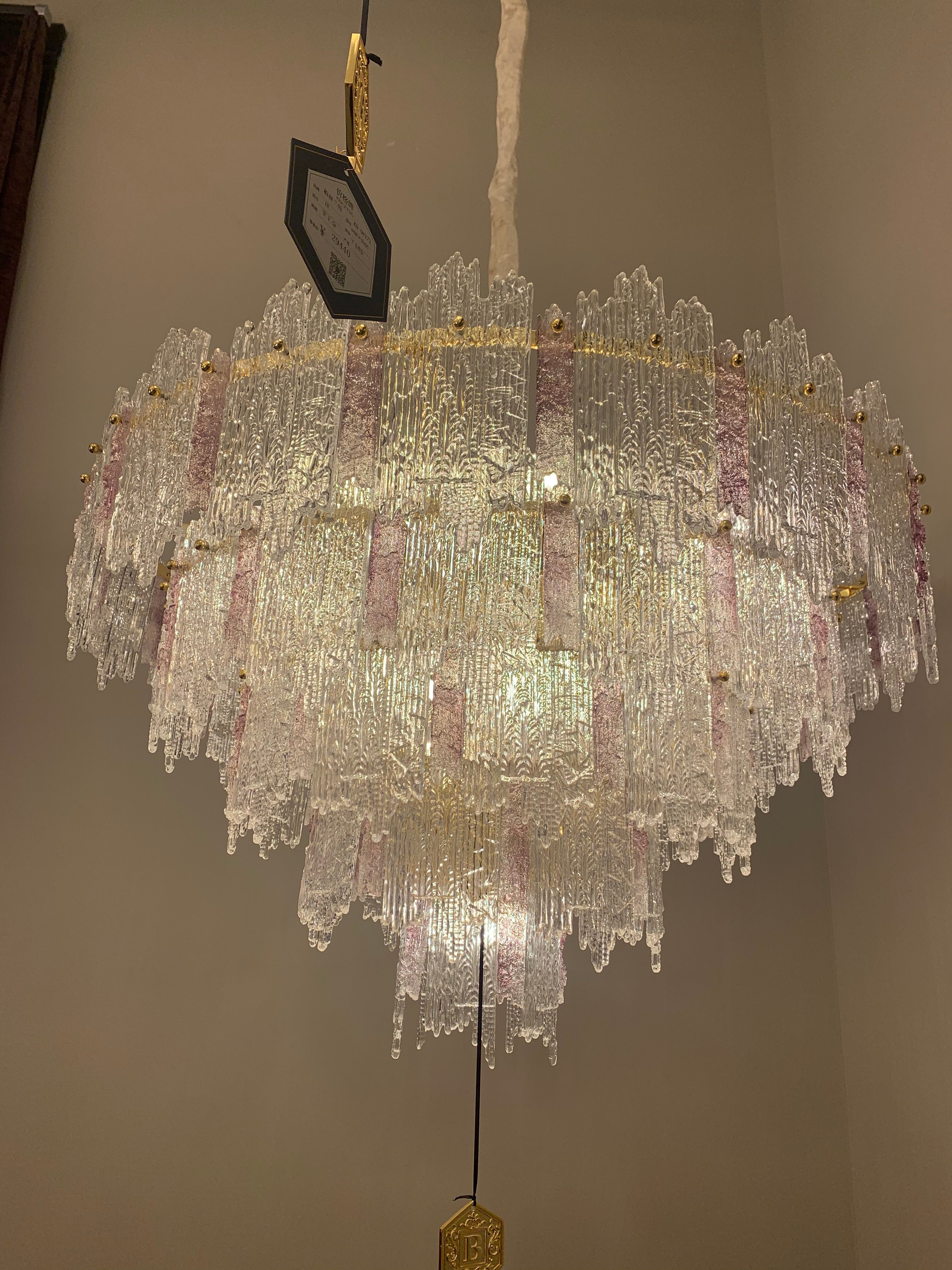 Light Luxury 5-Tier Round Pink / blue Crystal Chandelier for Living Room / bedrom