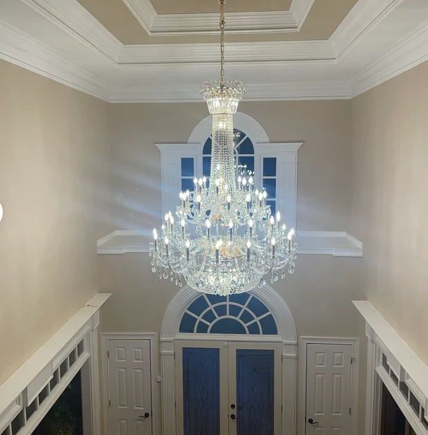 Extra Large European-Style Multi-Layers Candle Luxury Crystal Chandelier Gold Art Foyer / staircase Decorative
