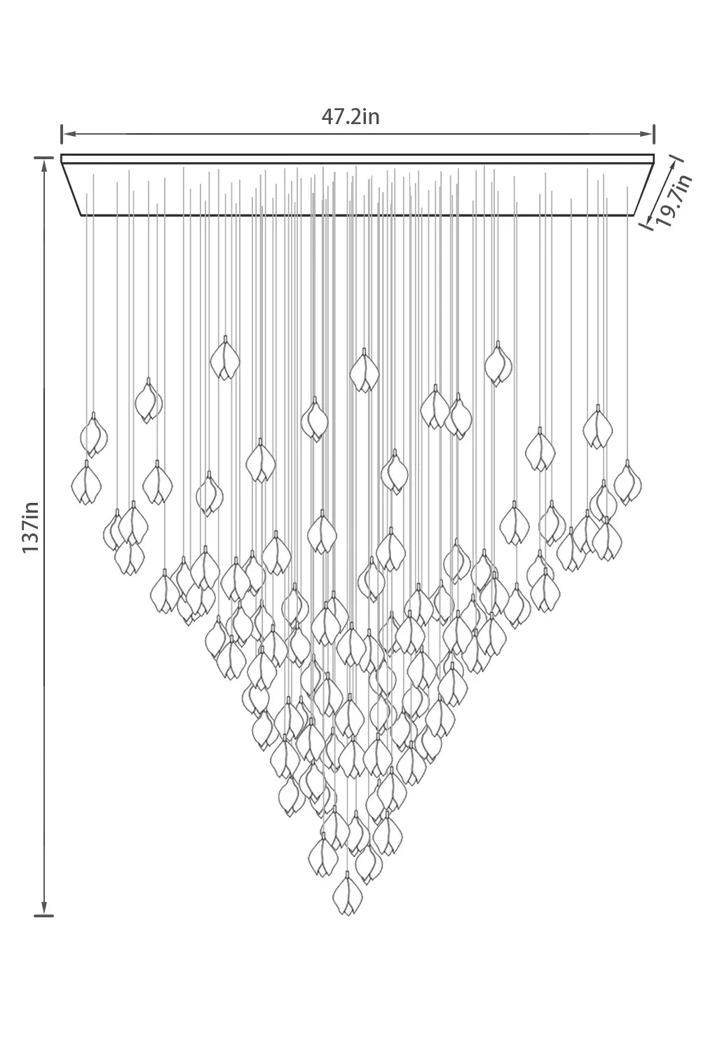 Nordic Magnolia Flower Ceramic Chandelier with Rectangular Metal Canopy