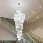 Luxury Spiral Crystal and Metal Chandelier for High-Ceiling Foyer and Staircase