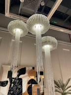 Designer Jellyfish Glass Crystal Pendant Chandelier with Metal Finish for Dining Room Entryway Bedroom