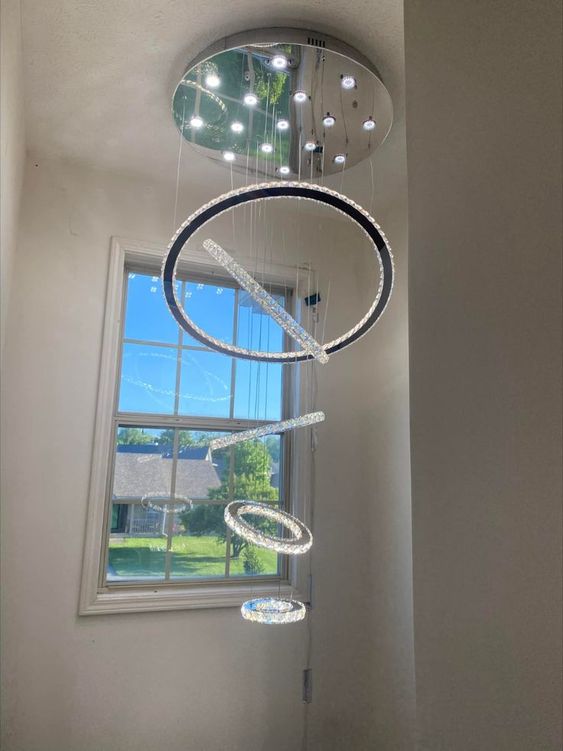 Light Luxury 5 / 6 / 7 Rings Crystal Chandelier for Staircase / foyer / villa