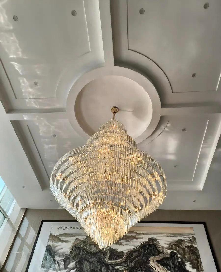 Luxury Multi-Tiered Extra Large Crystal Chandelier for Staircase / foyer / entryway
