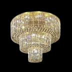 Extra Large Gold Flush Mount Crystal Light Round 3-Layers Decorative Living Room / dining Room Light