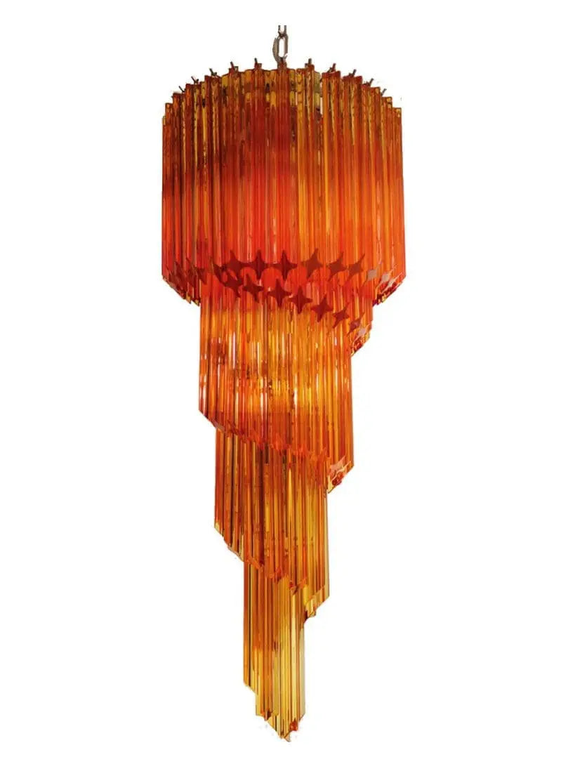Murano Glass Chandelier – Spiral – 86 Prisms – Amber