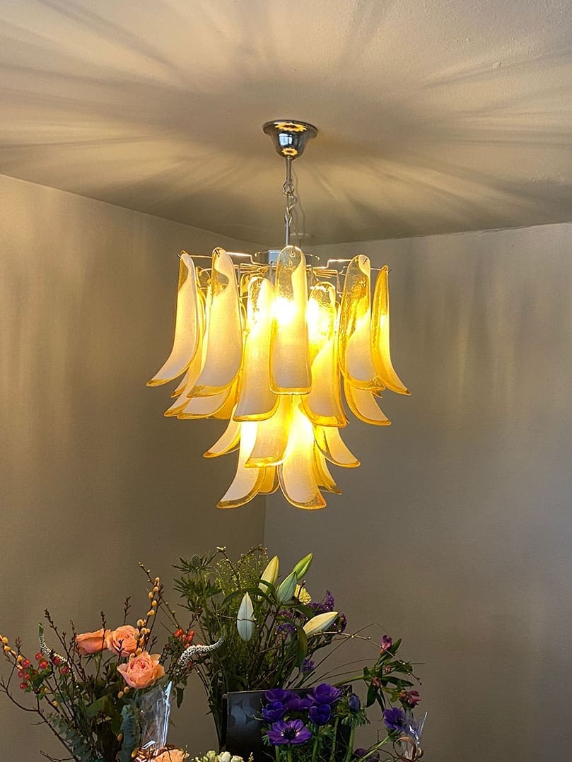 Murano Glass Chandelier – 26 Petals – Amber