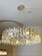 Shiny Crystal Chandelier for Living Room Ice Clear Ceiling Lamp for Dining / Bedroom Hallway Light