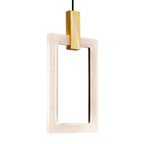 Rectangular LED Pendant Light with White Oak Finish and Acrylic Metal Frame