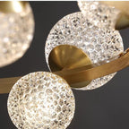Modern Crystal Brass Finish Chandelier Molecular Ceiling Light with Round and Rectangular Shape