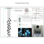 Art Design 1 / 25 / 60 / 84-Light Colorful Rectangle Cluster Glass Tile Pendant / chandelier