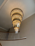 Extra Large Modern Multilayer Pendant Chandelier in Gold Finish Luxury Light for Large Staircase / duplex /