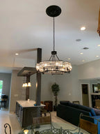 Crystal and Metal Triangular Prism Ceiling Chandelier 6 / 8 / 10 / 12-Light Modern Finish
