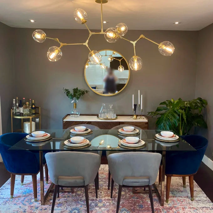 Modern Sputnik Smoky Gray / amber Glass Branch Chandelier for Kitchen Island / dining Room