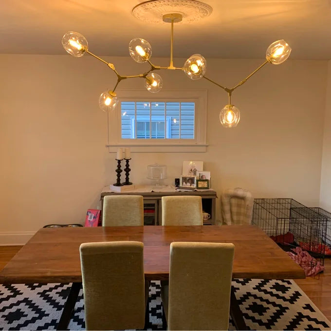 Modern Sputnik Smoky Gray / amber Glass Branch Chandelier for Kitchen Island / dining Room