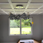 Modern Round / linear Geometric Aluminum LED Chandelier for Dining Room / bedroom