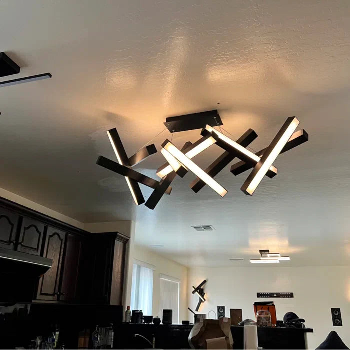 Modern Round / linear Geometric Aluminum LED Chandelier for Dining Room / bedroom